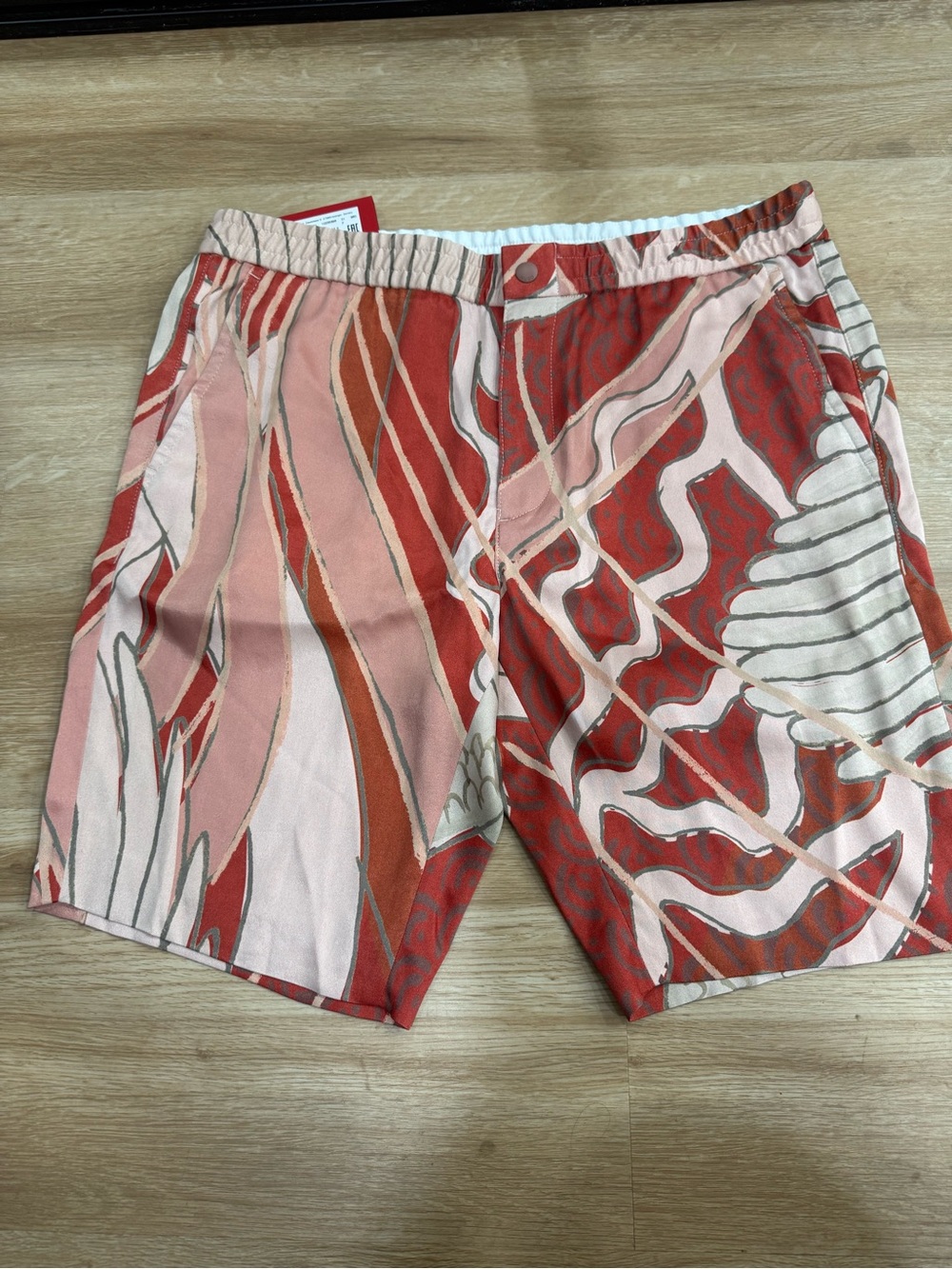 Hugo Boss Red & Pink Abstract Print Shorts